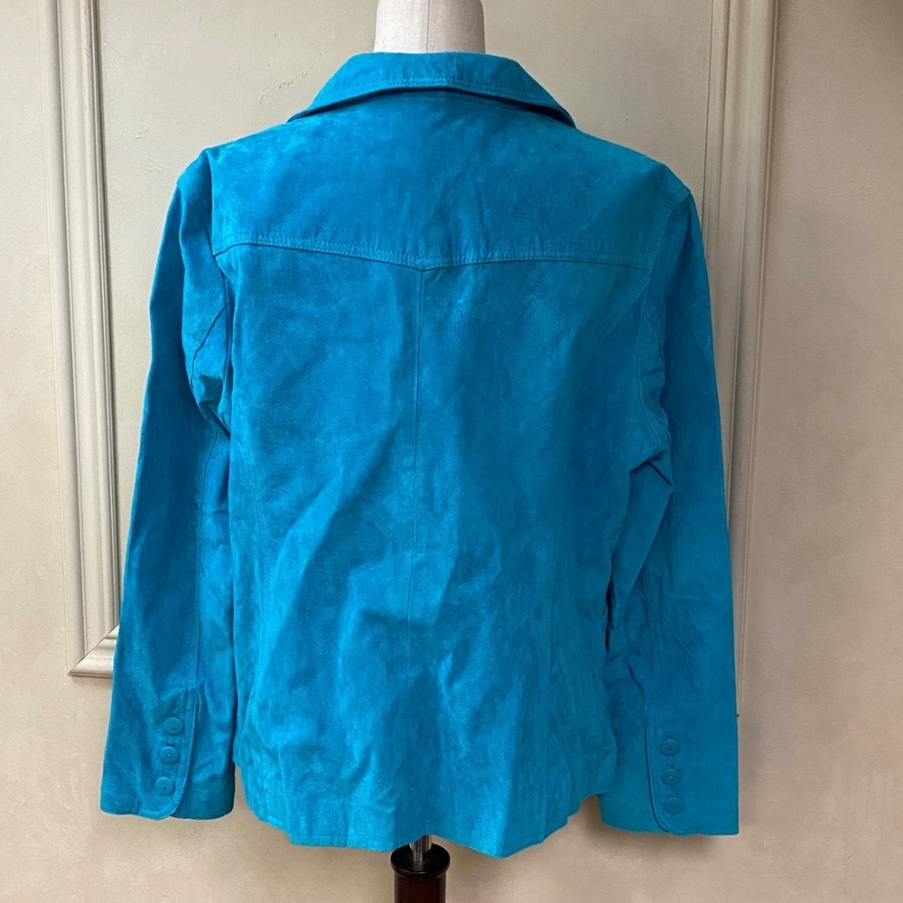 New! Mark Alan Teal Blue Leather Jacket Blazer size 2X - Picture 3 of 5
